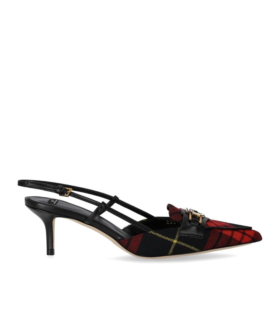 パンプス Elisabetta Franchi Black And Red Tartan Slingback Pump Elisabetta Franchi Female Black And Red Tartan Slingback