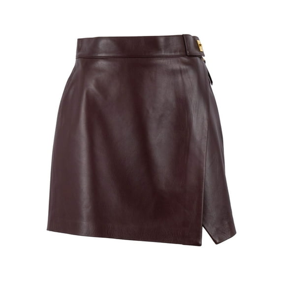 Elisabetta Franchi Fitted Leather Skirt With Subtle Wrap Design (Women's)