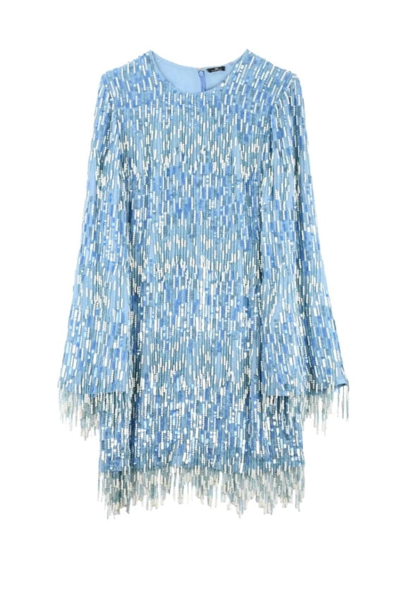 Short Charleston Sequin Dress - Light Blue (Women's)