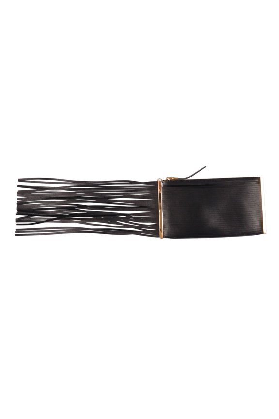 Women's Rectangular Leather Fringe Shoulder Bag Grey