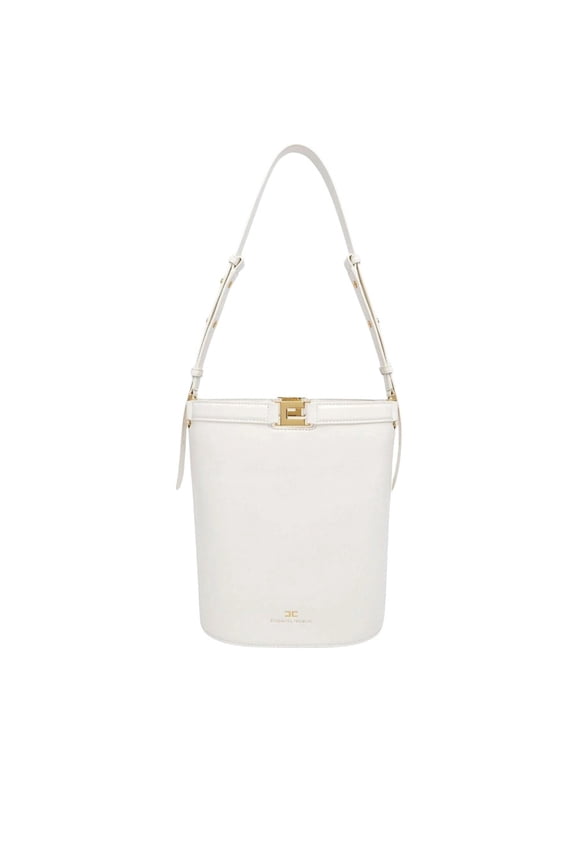 Women's Structured Bucket Bag With Naplak Texture And Logo Detail Neutrals