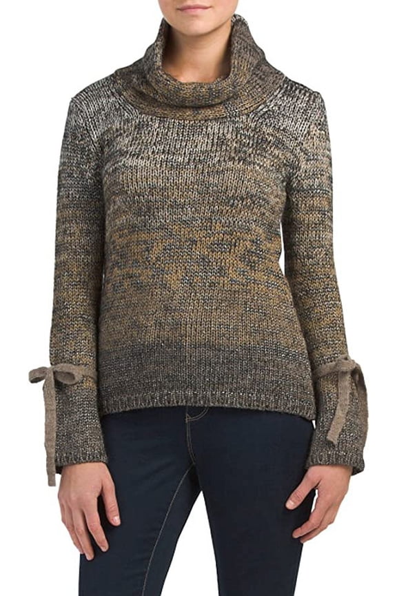 Made In Italy Space Dye Sweater, Large - Taupe