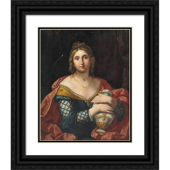 Elisabetta Sirani 20x24 Black Ornate Framed Double Matted Museum Art Print Titled: Portrait of a Lady, Half-Length, as Pandora or Artemisia