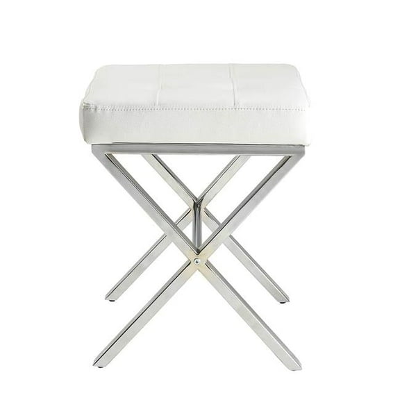 Elisabetta Vanity Bench - White & Chrome - 20 x 16 x 19 in.