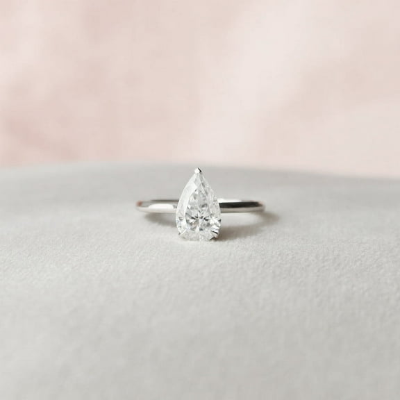 Elise Jewel 1.7 Ct Pear Cut Lab Created Diamond Solitaire Ring for Women's - 14K White Gold Plated Ring - Solo Stone Wedding Diamond Ring for Women's - Solitaire Diamond Rings for Women's
