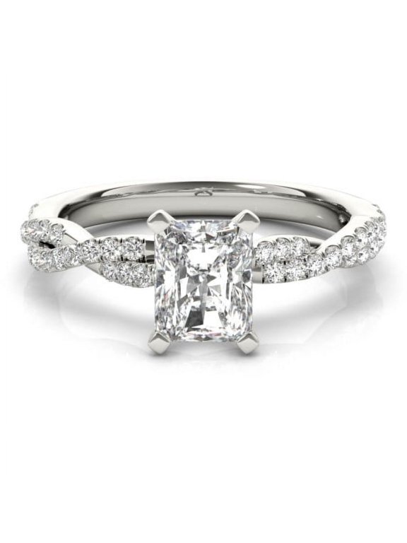 1.8 Ct Radiant Cut Solitaire with Accent Lab-Created Simulated Diamond Infinity Crossover Shank Engagement Ring 14K White Gold Plated