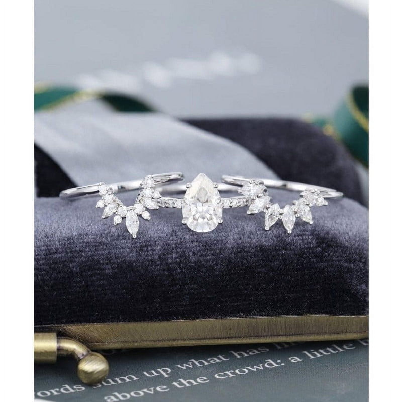 Elise Jewel 14K White Gold Plated Ring - 1.70 Ct Lab Diamond Pear Cut ...