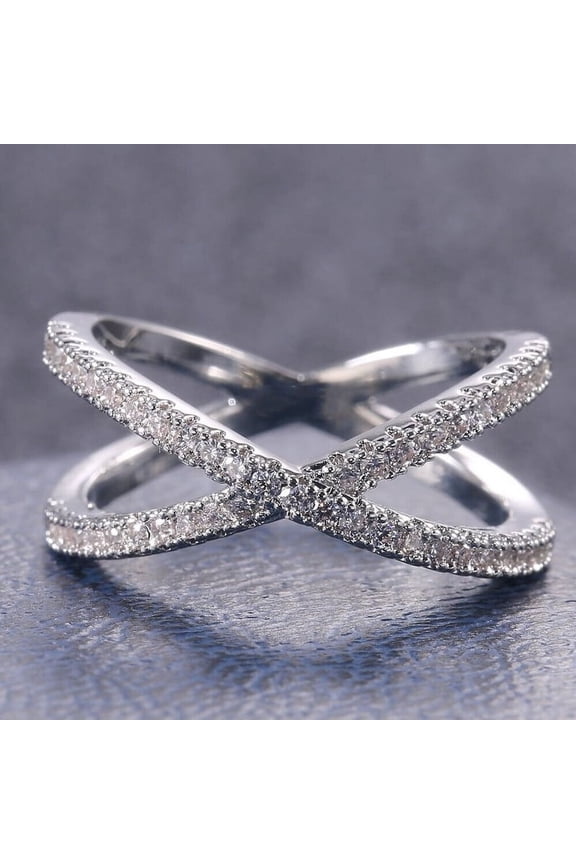 14K White Gold Plated Rings for Gift - 0.5 Ct Round Cut White Diamond Rings for Women's - Cluster Rings for Women's Clearance - Infinity Twisted Cross Over Shank Engagement Ring