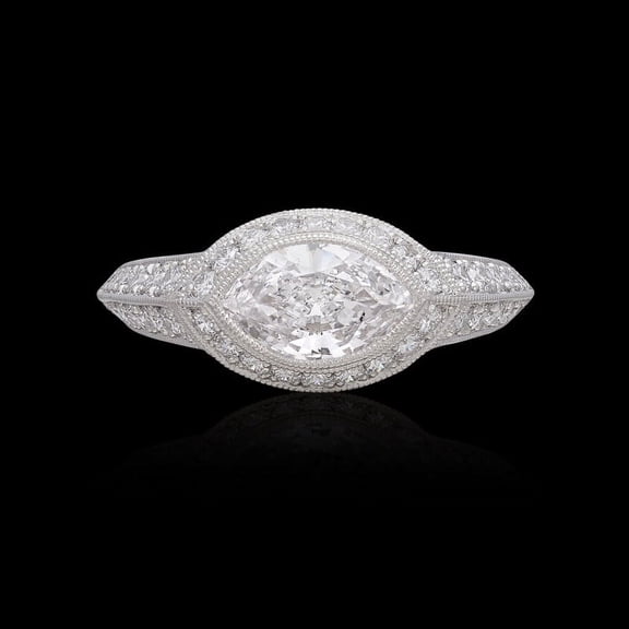 Elise Jewel 2.2 Ct Marquise Cut Diamond Rings - 14K White Gold Plated Rings - Milgrain Engagement Wedding Halo Ring for Women's - Engagement Vintage Ring for Her - Party Wear Diamond Rings for Her