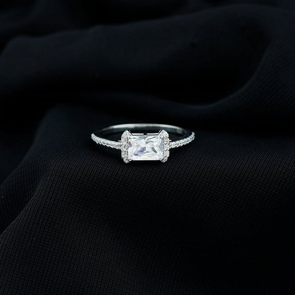 Elise Jewel 2.2 Ct Radiant Cut Diamond Wedding Women's Ring - 14k Silver Diamond Engagement Ring - Silver Anniversary Gifts - Silver Diamond Ring - Dainty Sterling Silver Ring