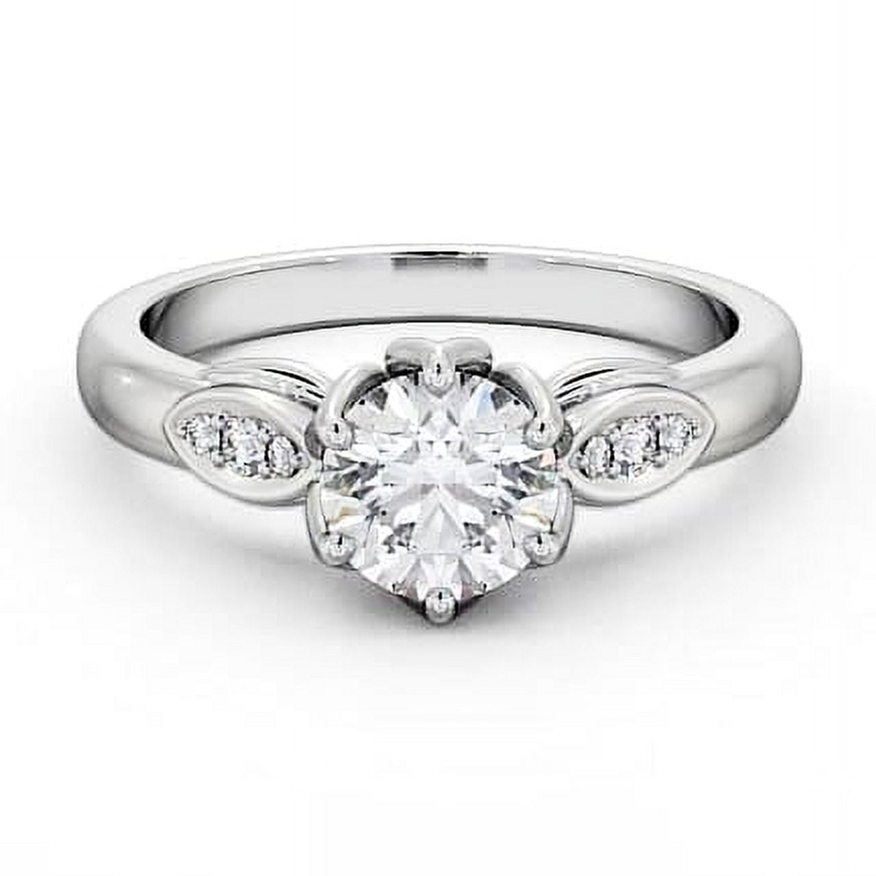 Elise Jewel Brilliant 2 Ct Round Cut Diamond Ring - 14K White Gold ...