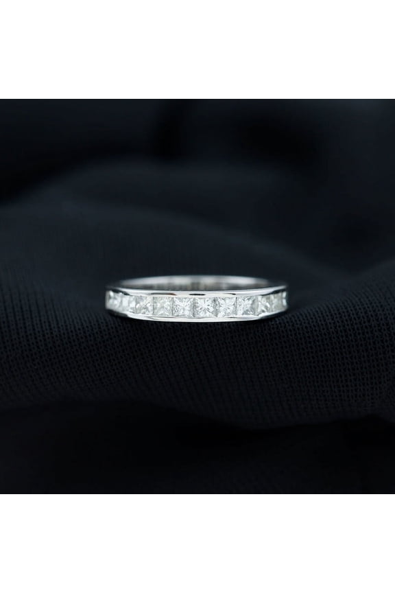 Excellent 2 Ct Princess Cut Lab Created Diamond Rings - 14K White Gold Plated Rings - Stackable Rings for Women's Sterling Silver - Unique Rings for Mom - Eternity Band Rings Gifts