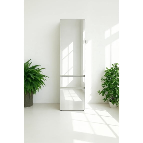 Elise Slim Modular Wood Closet Cabinet with Mirror in White