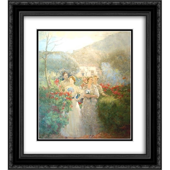 Eliseu Visconti 2x Matted 20x22 Black Ornate Framed Art Print 'In Alameda '