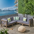 thumbnail image 1 of Elisha Outdoor 5 Piece Acacia Wood Sectional Sofa Set with Cushions, Gray, Dark Gray, 1 of 9