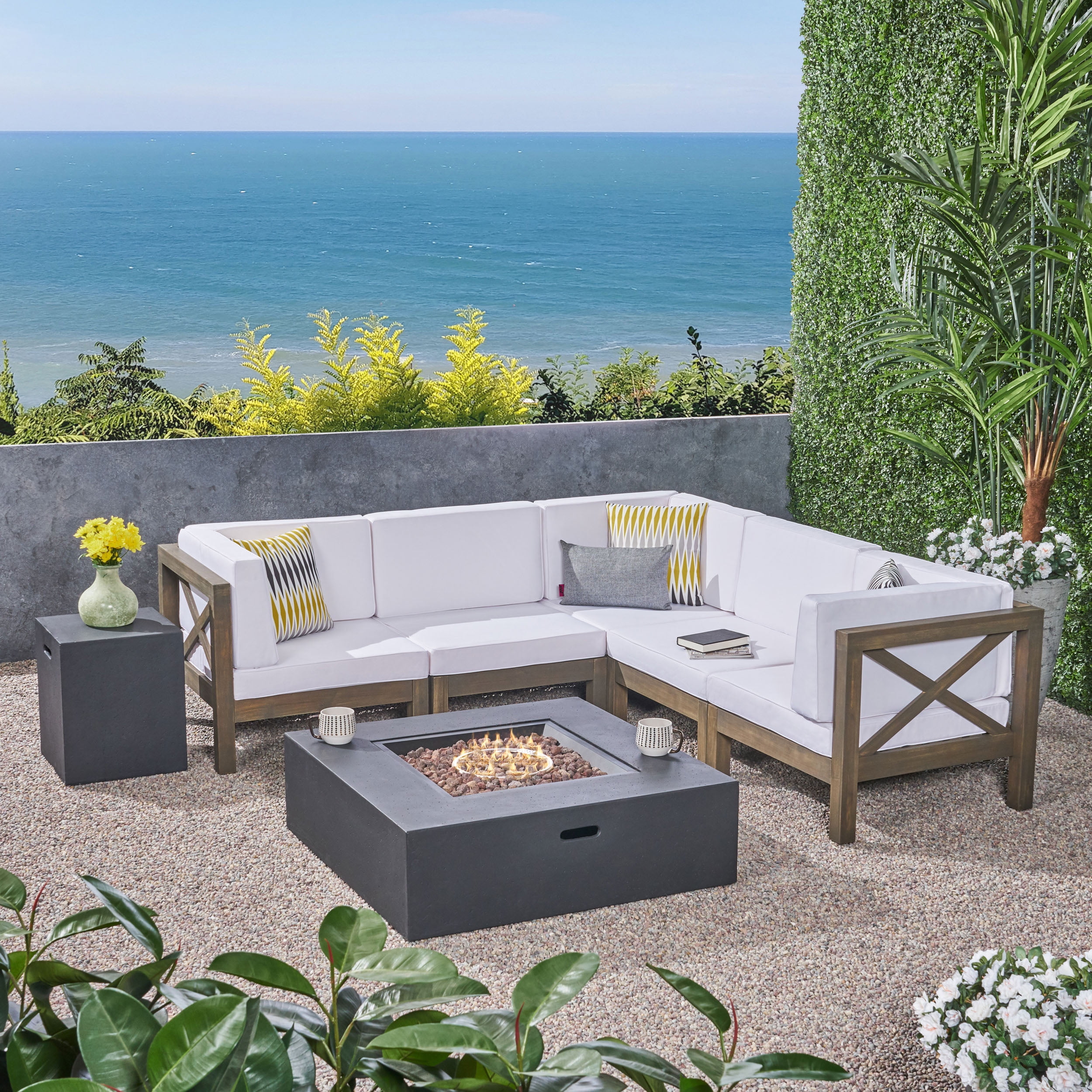 Patio sectional sofa 2024 with fire pit