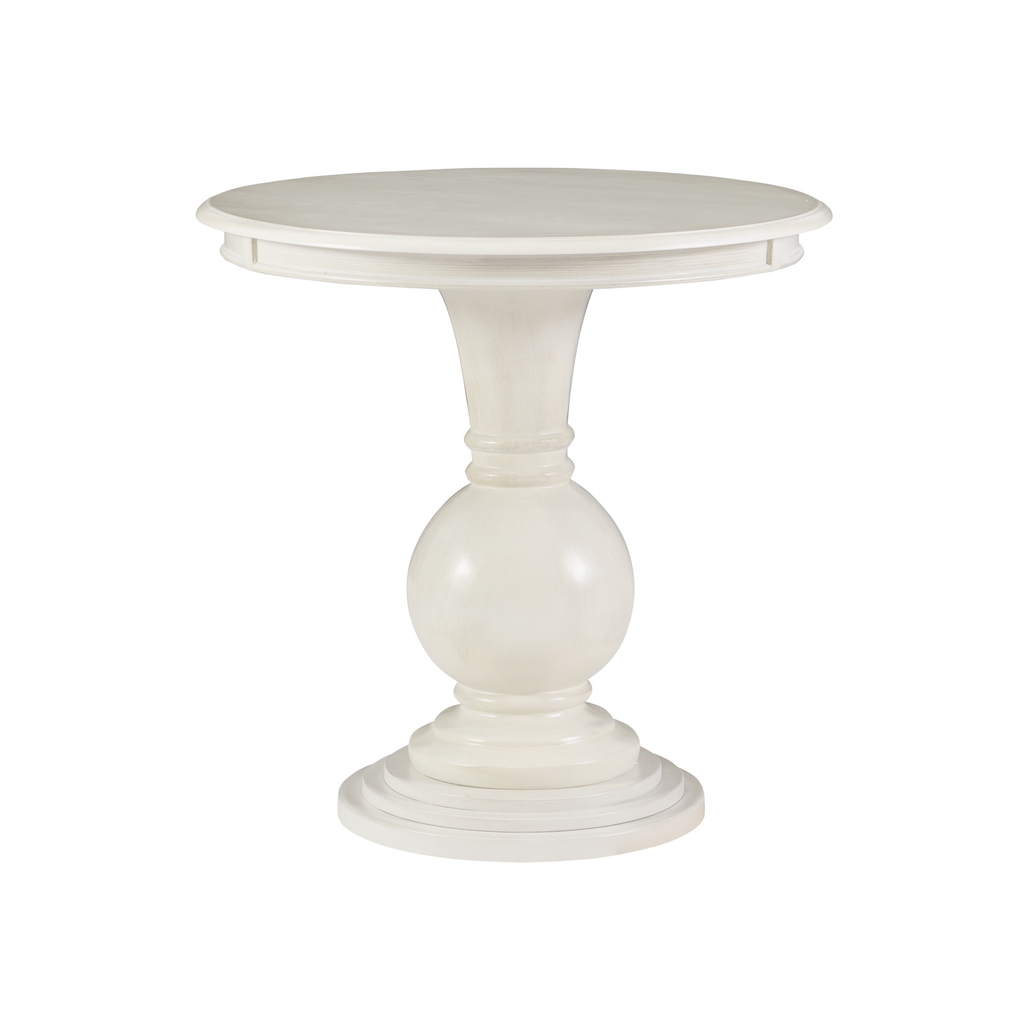 Elissa Modern Farmhouse Round Pedestal Accent Side Table, Cream