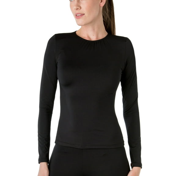 Elita Women's Warm Wear Microfiber Long Sleeve Top, Black, L