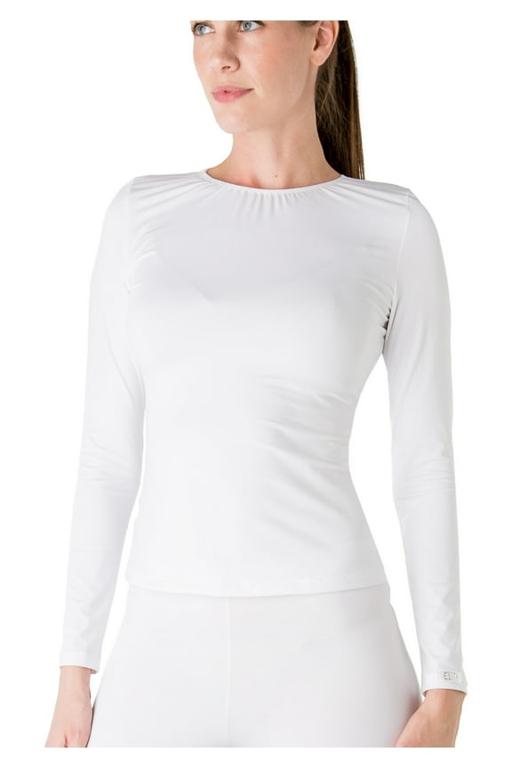 Women's Warm Wear Microfiber Long Sleeve Top, White, M