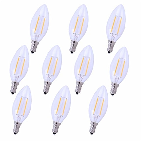 Elitco Lighting Kerz 3.64" 2.5W 5000K B10 Clear Glass LED Light Bulb (Set of 10)