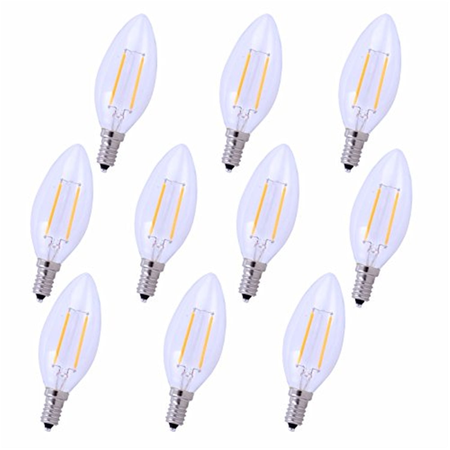 Clear Dimmable LED Edison E12 Candelabra Bulbs 10-Pack