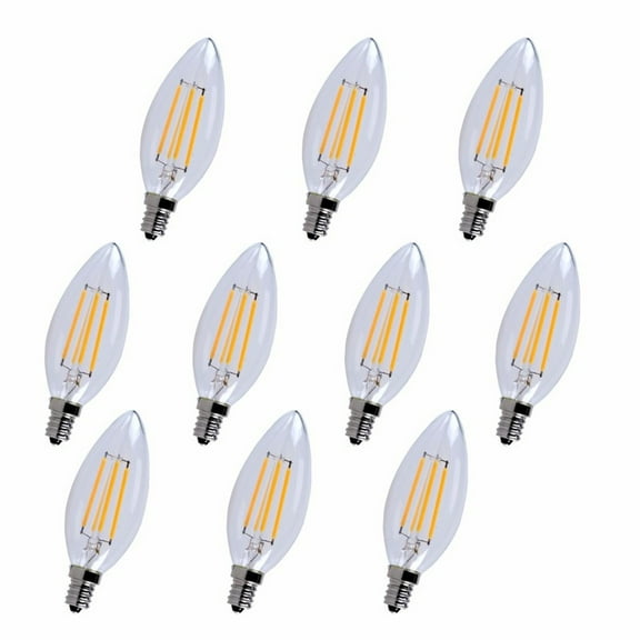 Elitco Lighting Kerz 3.64" 2.5W 2700K B10 Clear Glass LED Light Bulb (Set of 10)