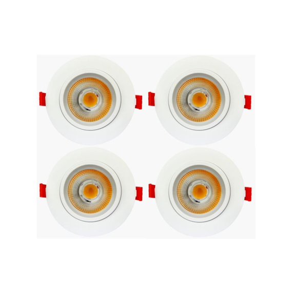 Elitco Lighting 4" 11W 3000K Recessed LED Eye Gimbal Light in White (Set of 4)