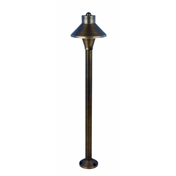 Elitco Lighting Chanterelle 5" Round Metal Path Post Lantern in Antique Brass