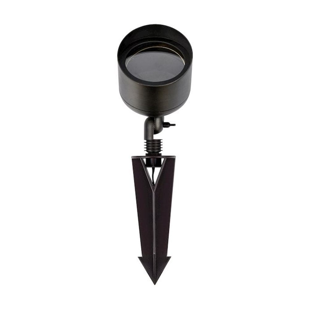 Elegant Dark Bronze Cast Brass Outdoor Spot Light with Convex Glass Shade