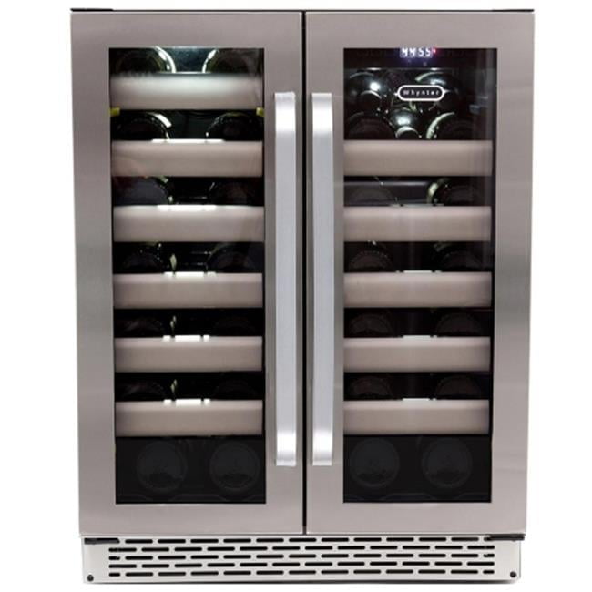 Stainless Steel Dual Zone 40-Bottle Wine Refrigerator with Interior Lighting