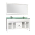 thumbnail image 1 of Elite 60" Double Modern Bathroom Vanity in White with White Glass Top and Mirror with Mirror, 1 of 5
