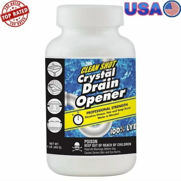 Crystal Drain Opener Non Acid Formula Clog Remover Grease Oil Hair Cleaner New