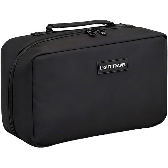 Elite Accordion Toiletry Bag, Multi-Compartment Travel Toiletry Organizer with Wet & Dry Separation Pouches, Waterproof Large Capacity Wide Opening Storage Bag Design (Black)