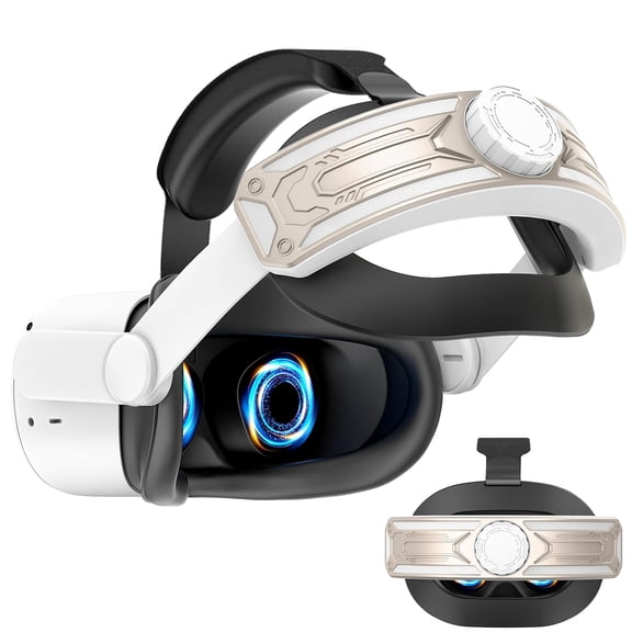 Elite Adjustable Head Strap for Quest 2 - Soft Cushion Support, Comfortable VR Experience, Replacement Headstrap for Enhanced Virtual Reality Gaming-Wihte & Gold