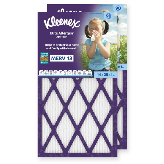 Elite Allergen Air Filter 14X25X1 Inches- 13 MERV RATING (2-Pack)