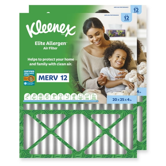 Elite Allergen Air Filter 20X25X4 Inches- 12 MERV RATING (2-Pack)