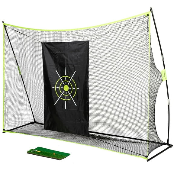 Elite Athletics 10' x 7' Golf Practice Chipping Net with Golf Mat, Rubber Tee, Target and Carry Bag