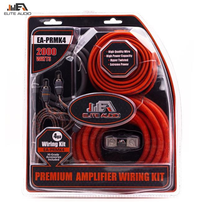 Elite Audio 4-Gauge Orange and Grey Amplifier Wiring Kit