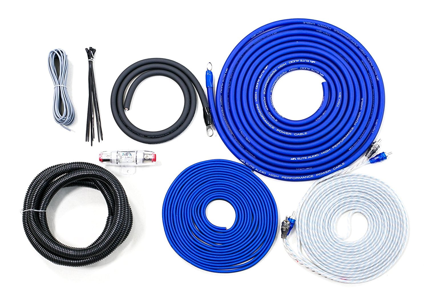 ELITE CORE Elite Audio OB04G 4-Guage (4-AWG) Complete Car Amplifier Installation Wiring Kit 2-Channel 2000W Power