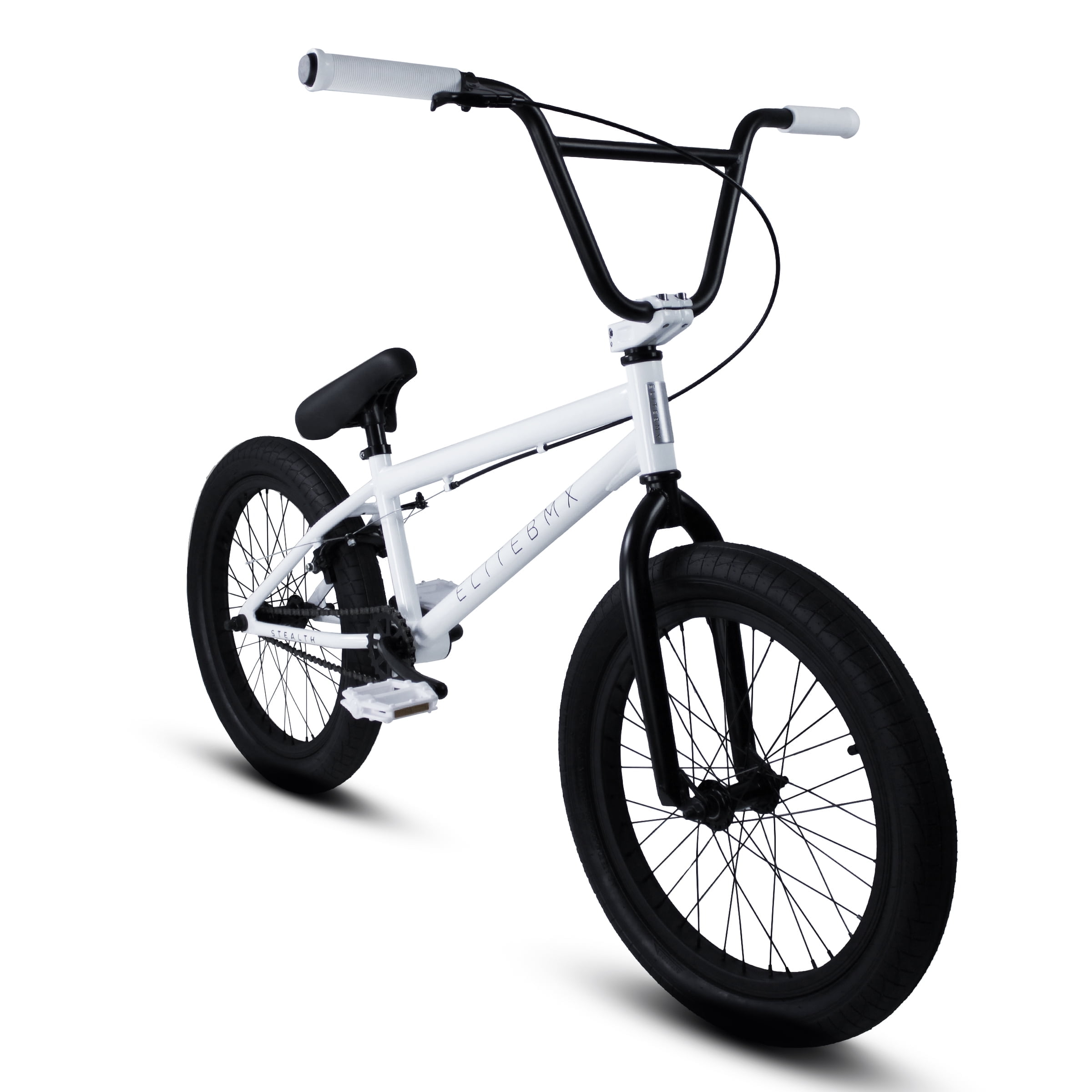 Elite BMX Bicycle 20” Freestyle Bike - Stealth White Ideal for