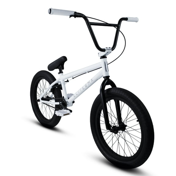 Elite BMX Bicycle 20” Freestyle Bike - Stealth White Ideal for Ages 7 to 18 Years