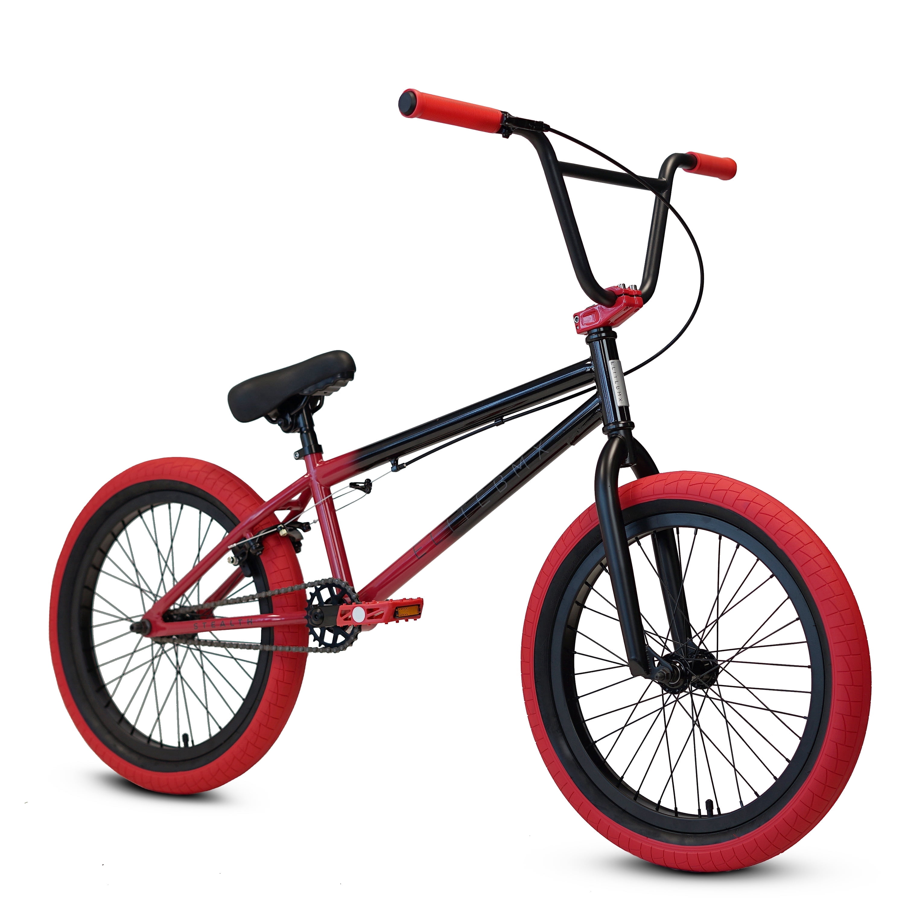 Elite BMX Stealth Bike, 20 Inch, Black and Red, Hi-Tensile Steel