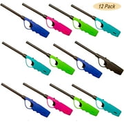 Elite Brands USA Long Lighters Bulk Pack, Multi Use Butane Refillable Fire Lighters, Ideal for Fireplace Candle BBQ Grill Gas Stove Campfire, Neon Colors, 12 Pack