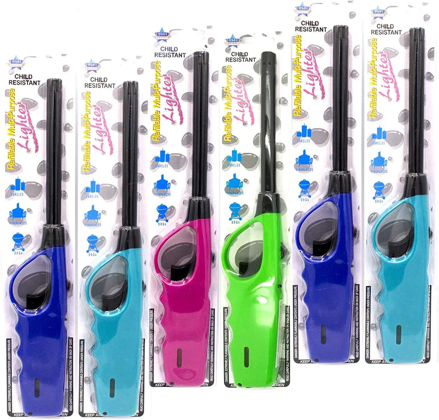 Elite Brands USA Multipurpose Long Fire Lighters Pack, Refillable