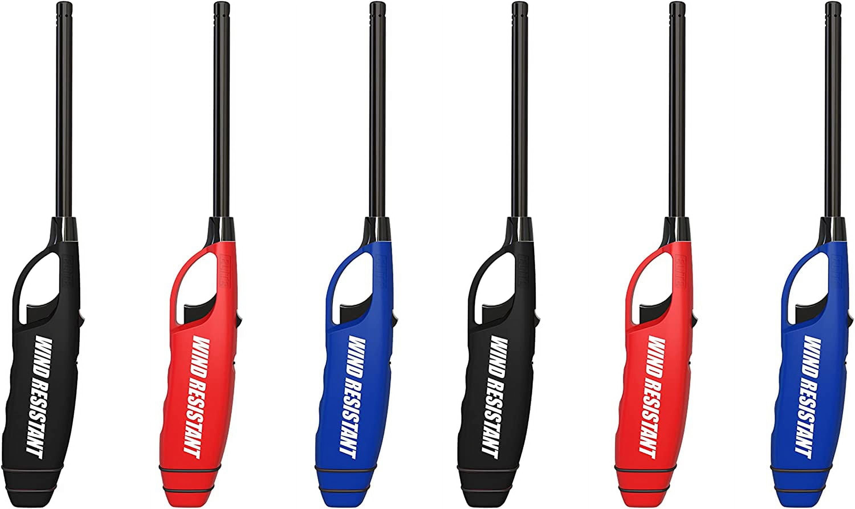 Elite Brands USA Windproof Multipurpose Long Neck Lighters, Ideal for Camping Hiking BBQ Grilling Fireplace Outdoor , Utility Lighters , Value Pack of 6