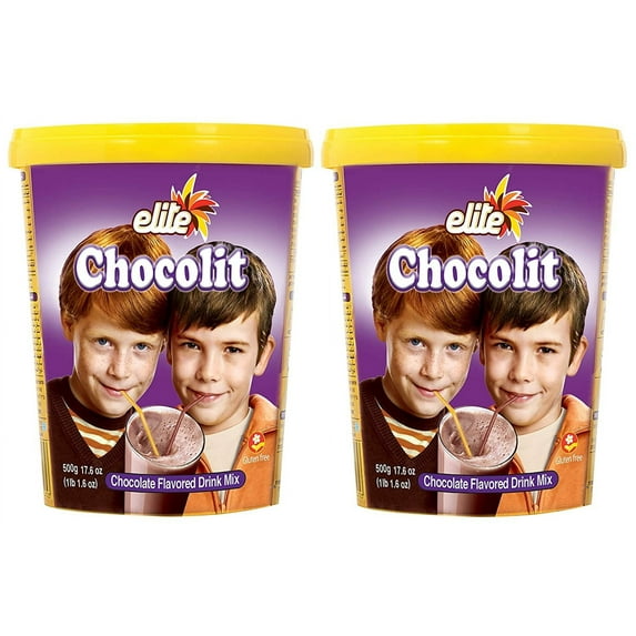 Elite Chocolit, Dairy Free Hot Chocolate Mix 17.6-oz 2 pack Chocolate Flavored Hot Cocoa Mix - Resealable Container - Gluten Free, Kosher, Made in Israel