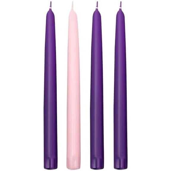 Elite Christmas Products Advent Candle Set. Made in The USA Self Fitting End. Premium Hand Dipped Candles, , 4 Pack - 3 Purple, 1 Pink$$Home Decor, Kitchen, & Other