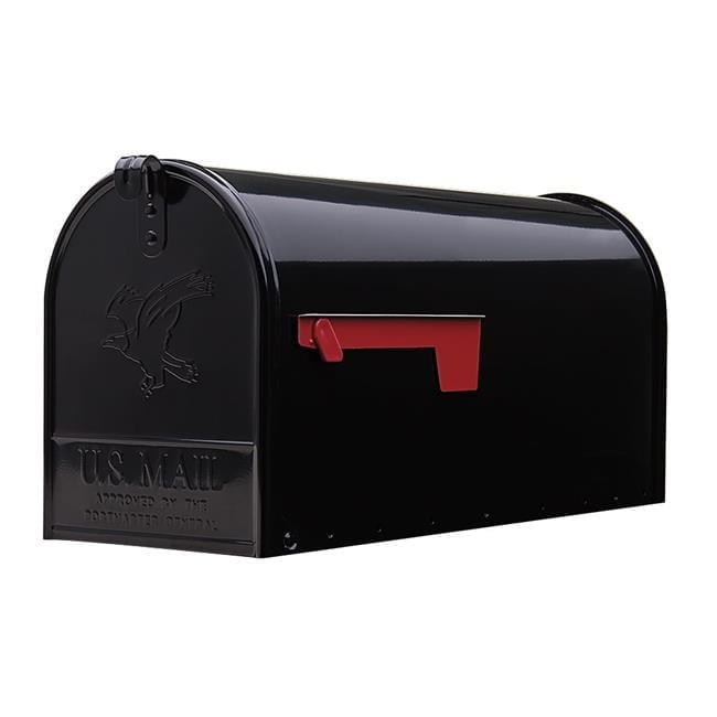 Elite Large Black Galvanized Steel Post-Mount Mailbox