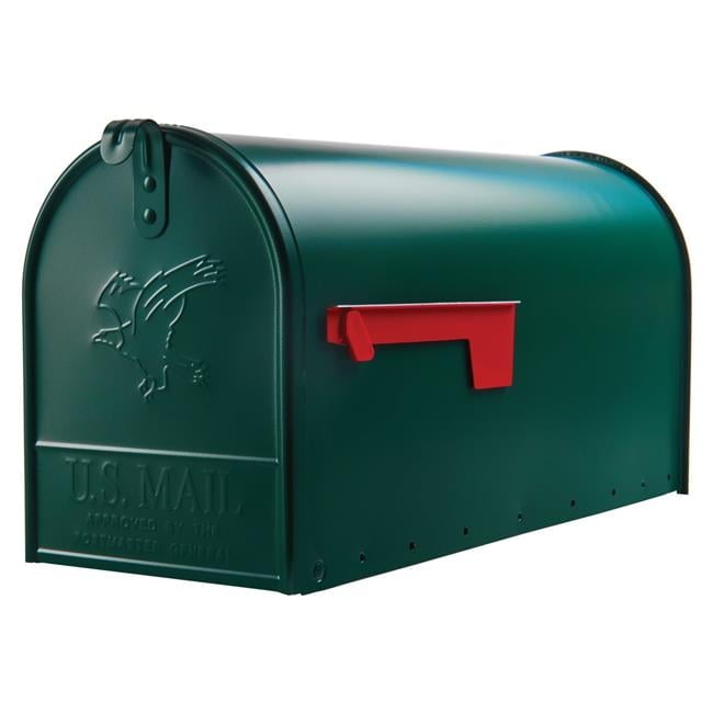 Elite Large Green Powder Coated Steel Post Mount Mailbox