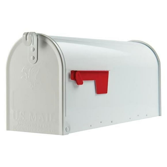 Elite Classic Galvanized Steel Post Mount Mailbox, White